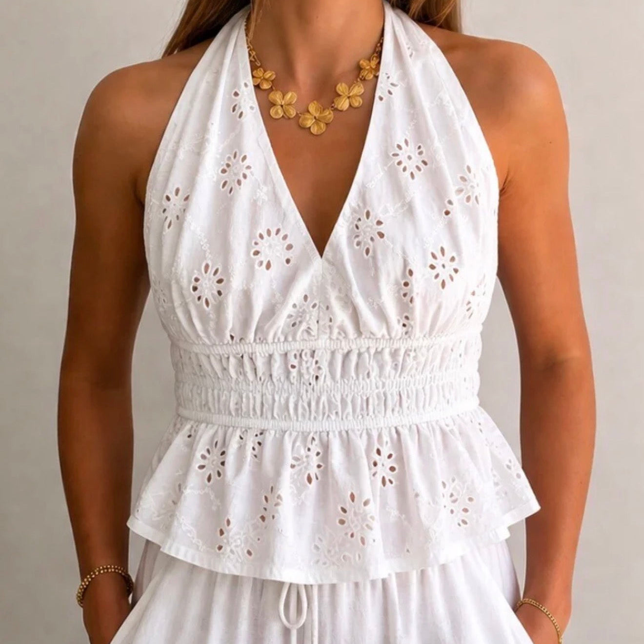 Lea Halter Blouse White