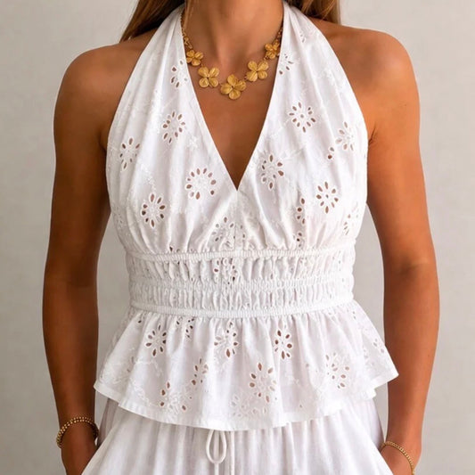 Lea Halter Blouse White