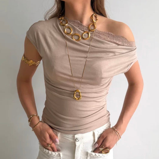 Bella Off-Shoulder Top Beige