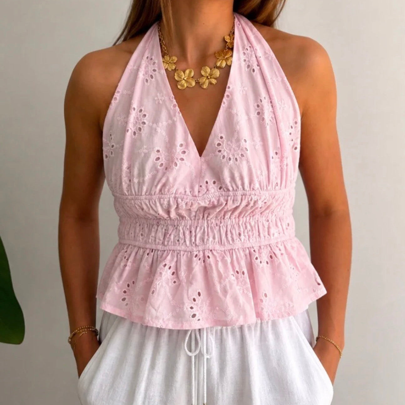 Lea Halter Blouse Pink