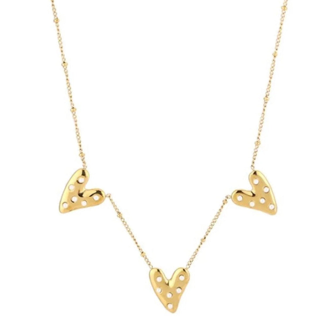 Multi Paradise Hearts Necklace Gold