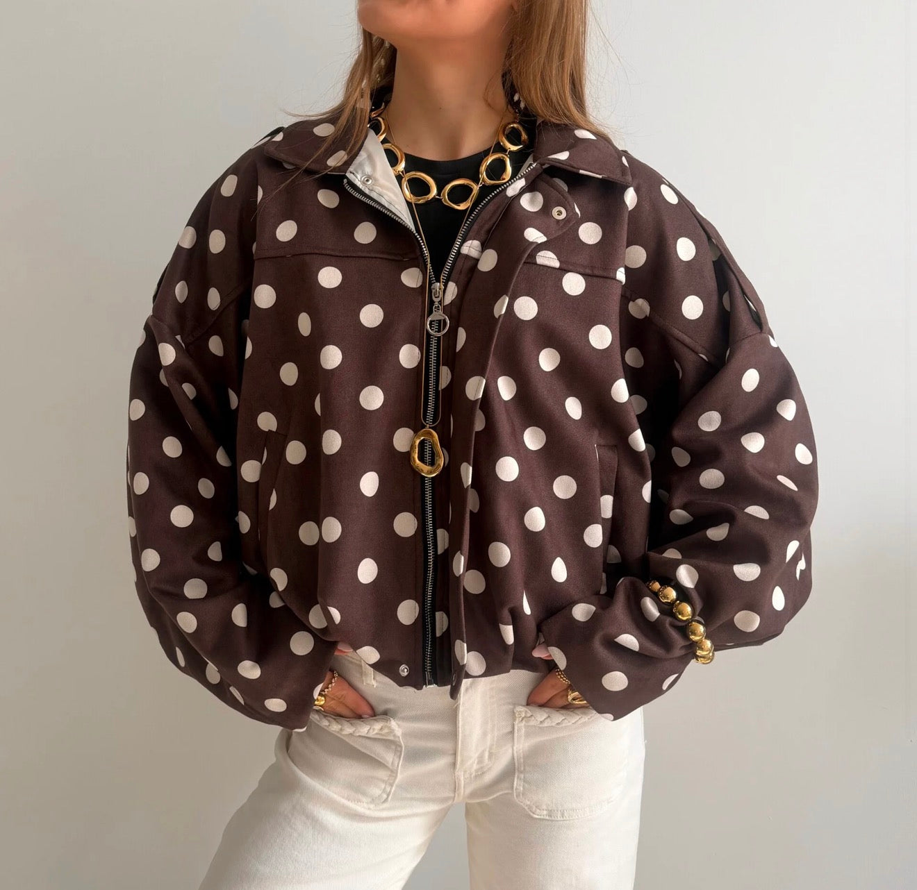 Polka Dots Jacket Brown
