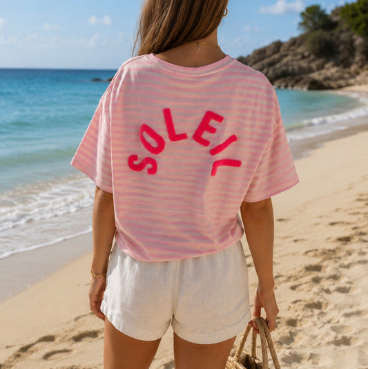 Soleil Striped T-shirt Pink & Sky