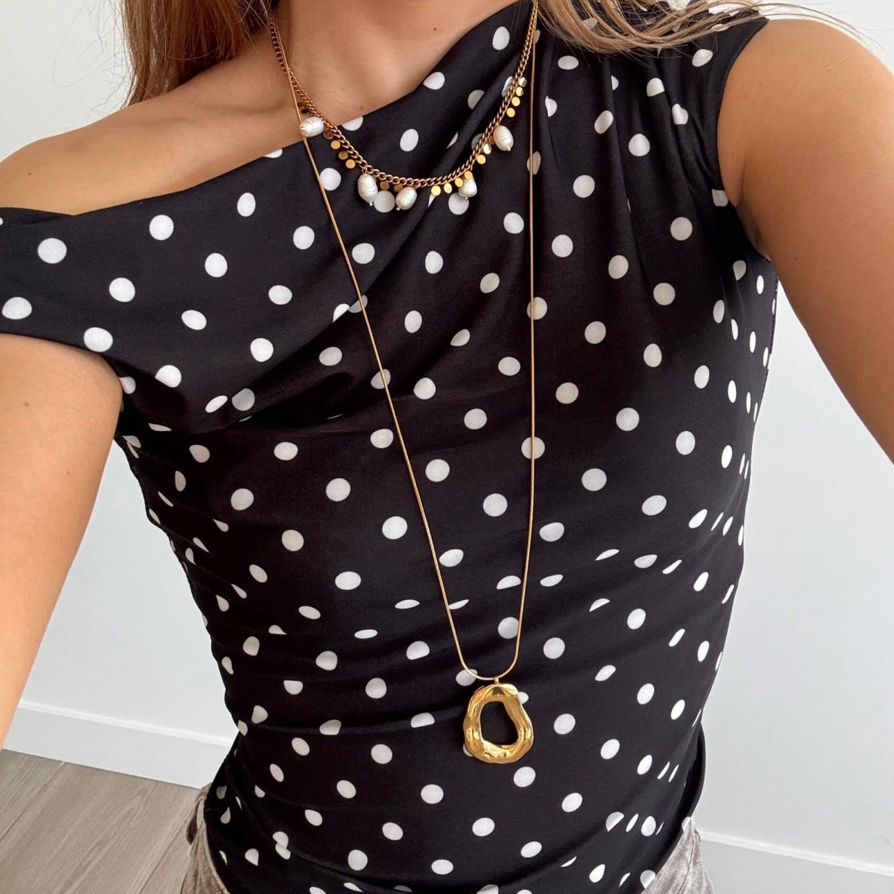 Polka Dots Top Black