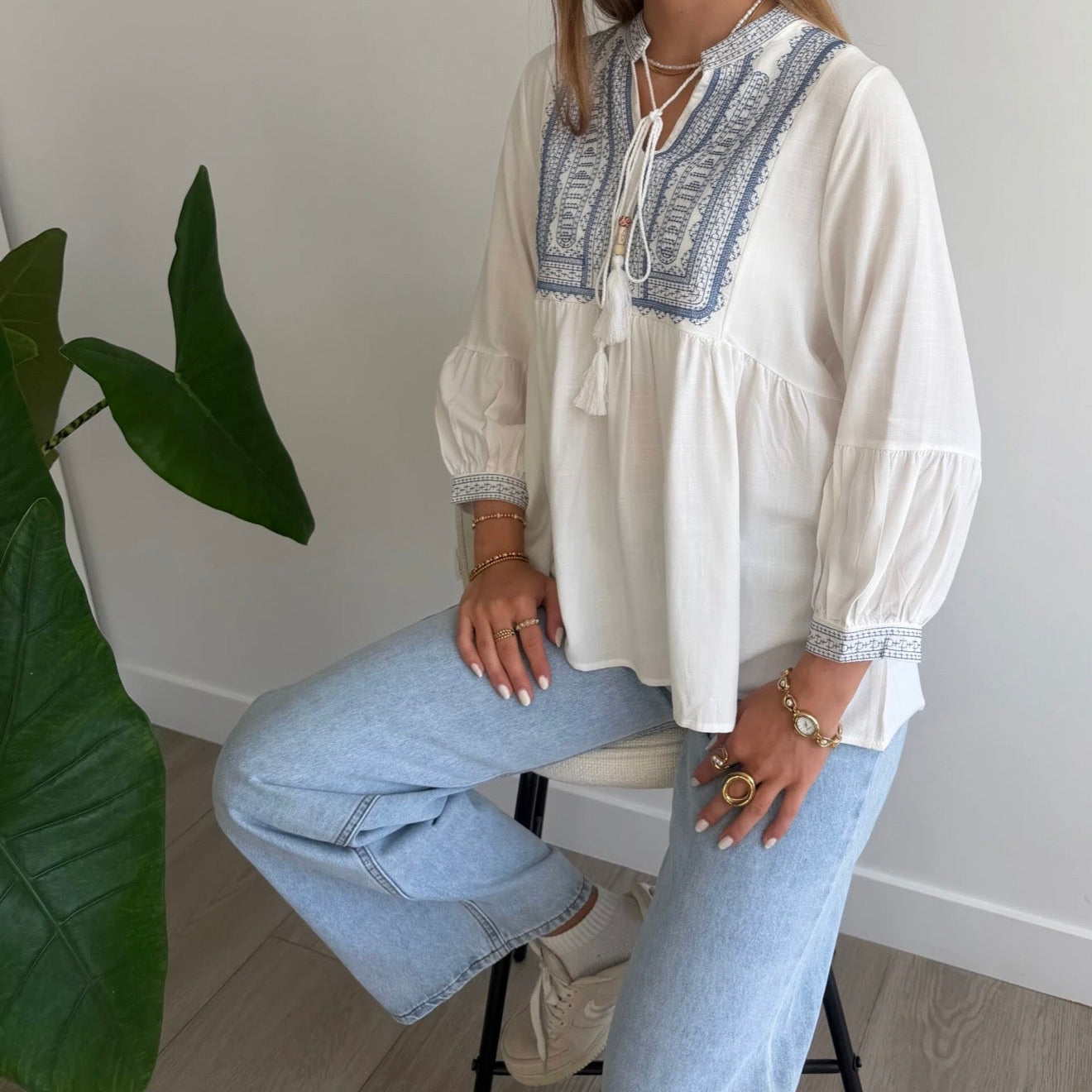 Maëlle Blouse White/ Blue