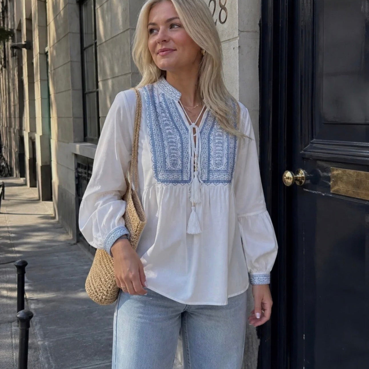 Maëlle Blouse White/ Blue