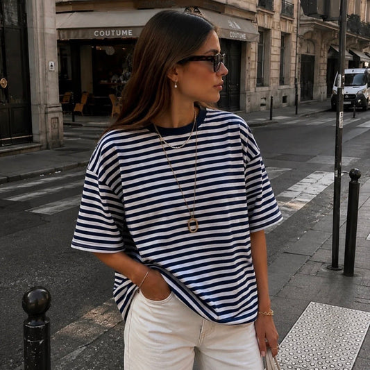 Eloise Striped T-shirt Navy & White