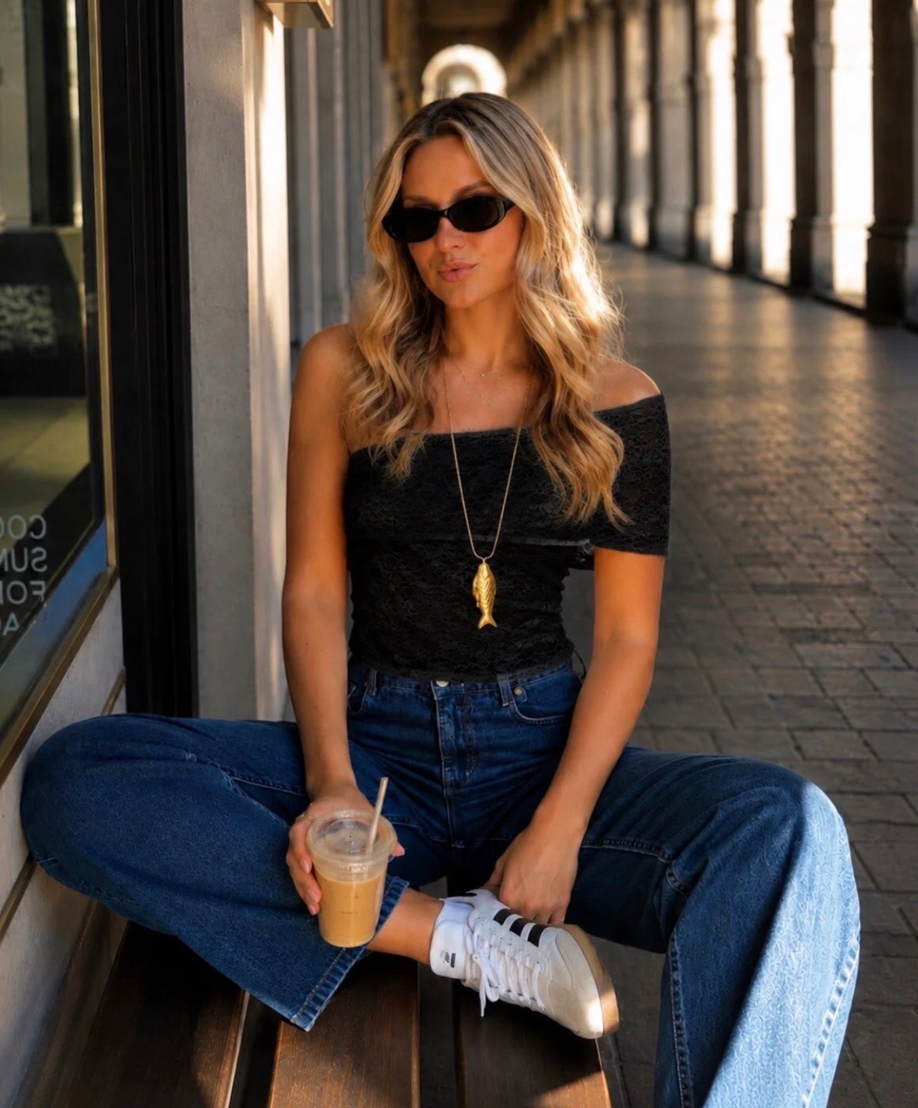 Lace Off-Shoulder Top Black