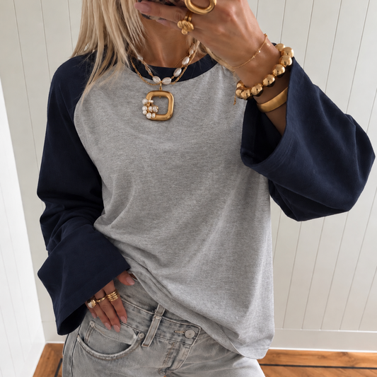 Billie Longsleeve Grey & Navy