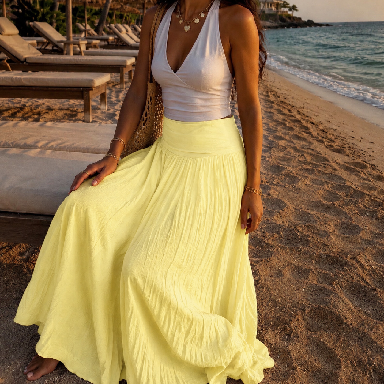 Camille Long Skirt Butter Yellow