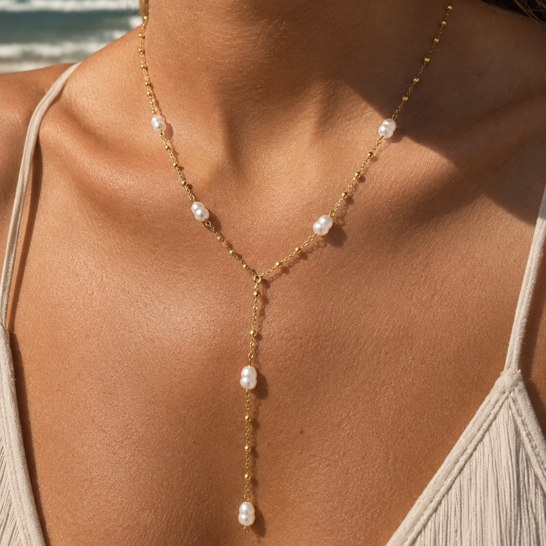 Y pearls Necklace Gold