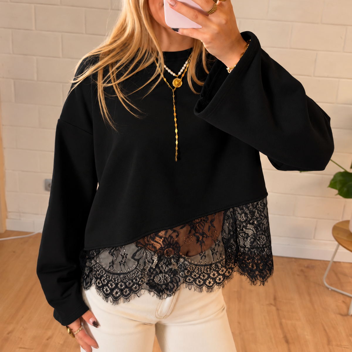 Lace Sweater Black